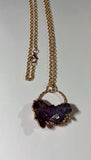Grape/Blueberry Aura Quartz Copper Pendant Necklace