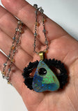 Monarch Opal Planchette Walnut Pendant Necklace