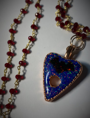 Copper Electroformed Aura Bat Planchette Pendant Necklace