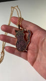 Pink Aura Kitty Copper Pendant Necklace