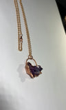 Grape/Blueberry Aura Quartz Copper Pendant Necklace