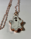 Copper Electroformed Howlite Ghost Pendant Necklace