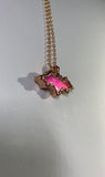 Sunset Aura Quartz Bat Copper Pendant Necklace