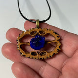 Azurite Blueberry Geode Walnut Pendant Necklace
