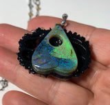 Monarch Opal Planchette Walnut Pendant Necklace