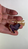 Grape/Blueberry Aura Quartz Copper Pendant Necklace