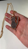 Pink Aura Kitty Copper Pendant Necklace