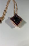 Rainbow Aura Quartz Geode Copper Pendant Necklace