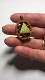 Aura Opal Triangle Walnut Pendant Necklace