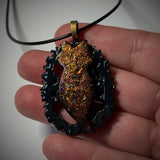 Ghost Kitty Walnut Pendant Necklace