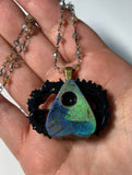 Monarch Opal Planchette Walnut Pendant Necklace