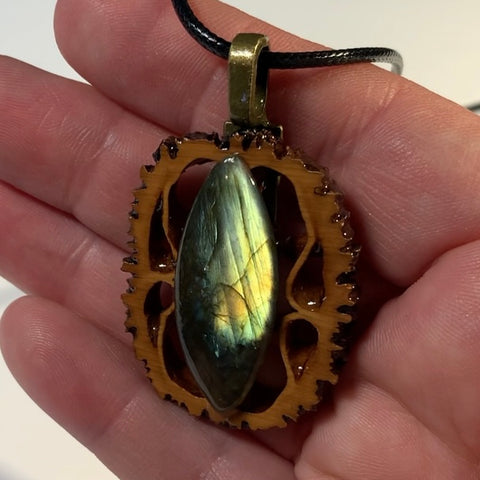 Labradorite Walnut Pendant Necklace