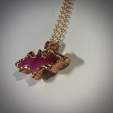 Sunset Aura Quartz Bat Copper Pendant Necklace