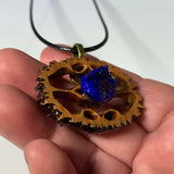 Azurite Blueberry Geode Walnut Pendant Necklace
