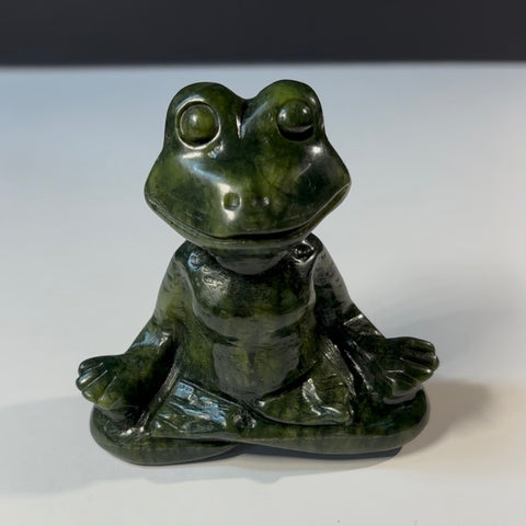 Large Green Jade Yoga Frog