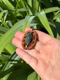 Velvet Obsidian Coffin Walnut Pendant Necklace