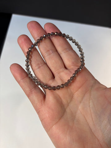 4mm Faceted Smoky Quartz Stretch Bracelet