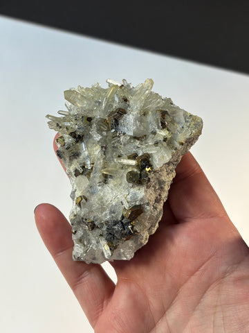 Quartz Cluster with Chalcopyrite Crystals, Indonesia