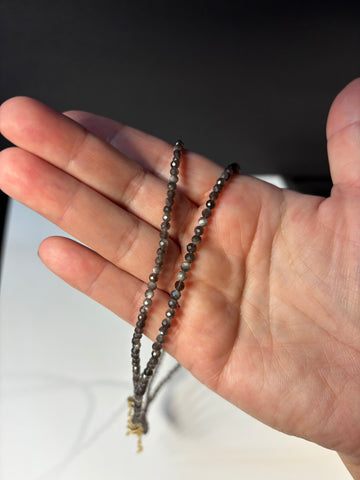 Faceted Sheen Obsidian Beaded Necklace