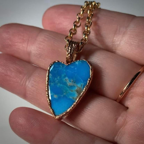 Kingman Turquoise Heart Copper Pendant Necklace