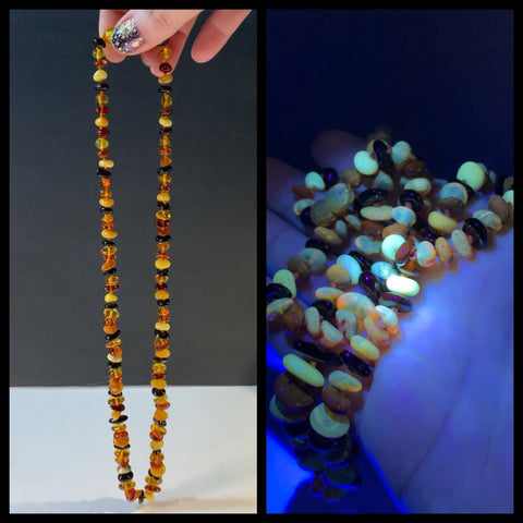 UV-Reactive Amber Necklace