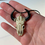 Bone Cattle Skull Pendant Necklace!