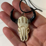 Bone Cattle Skull Pendant Necklace!