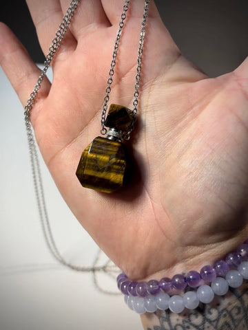 Tigers Eye Potion Bottle Pendant Necklace