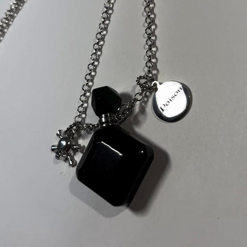 Obsidian Potion Bottle Pendant Necklace