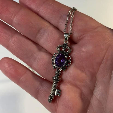 Amethyst Key Pendant Necklace