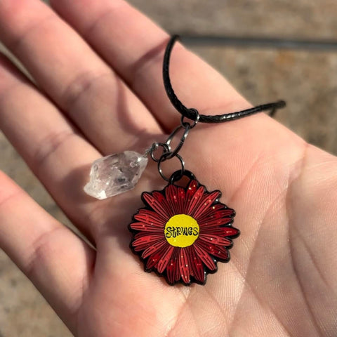 Red Daisy CHARMED Pendant Necklace