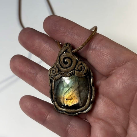 Labradorite/Clay Pendant Necklace