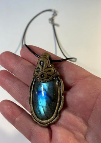 Labradorite/Clay Pendant Necklace