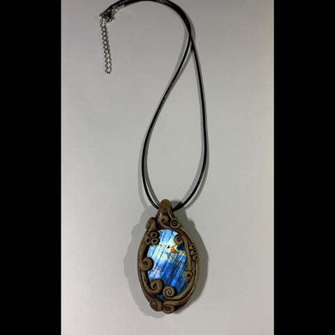 Labradorite/Clay Pendant Necklace