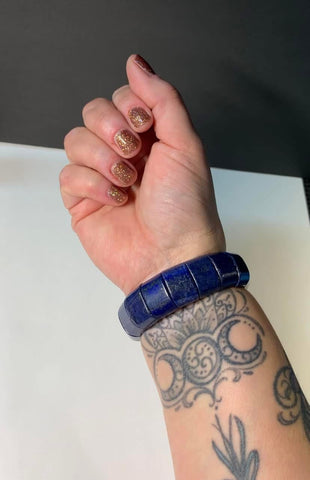 Wide Lapis Lazuli Stretch Bracelet, 68g!