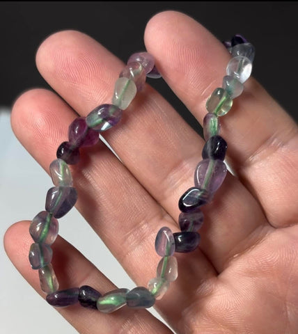 Rainbow Fluorite Nugget Stretch Bracelet