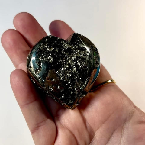 Polished Pyrite Geode Heart