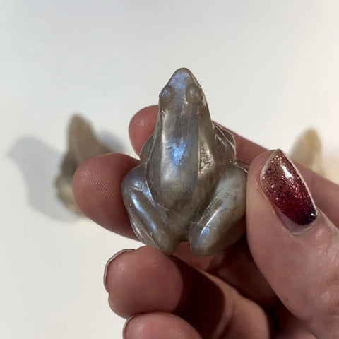 High-Quality Belomorite Moonstone Frogs