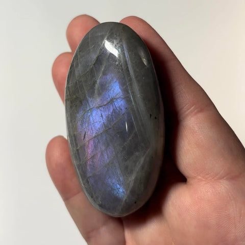 Polished Purple-Flash Labradorite Palm Stone