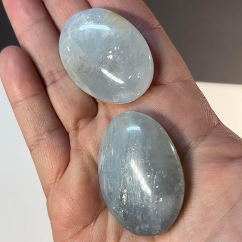 Chatoyant Aquamarine Palm Stone