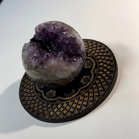 Polished Amethyst Geode Sphere