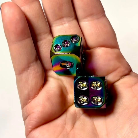 Dice, Rainbow Ano, Sold by PAIR of 2