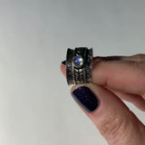 Spinning Rainbow Moonstone Sterling Silver Ring, Size 7