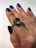 Faceted Citrine Silver Ring, Size 9