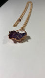 Grape/Blueberry Aura Quartz Copper Pendant Necklace