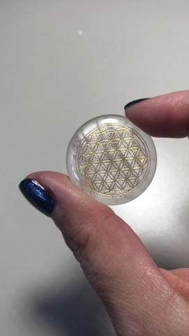 Clear Quartz Flower of Life Engraved Palm Stone