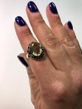 Faceted Citrine Silver Ring, Size 9