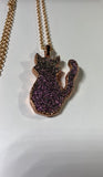 Pink Aura Kitty Copper Pendant Necklace