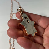 Copper Electroformed Howlite Ghost Pendant Necklace