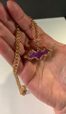 Sunset Aura Quartz Bat Copper Pendant Necklace